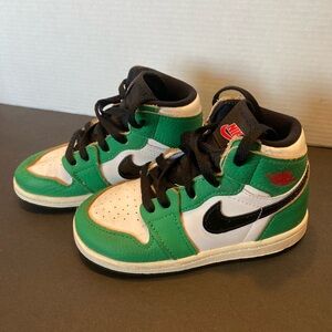 Nike Air Jordan High Top Green White Black Kids Toddler Shoes Size 8c